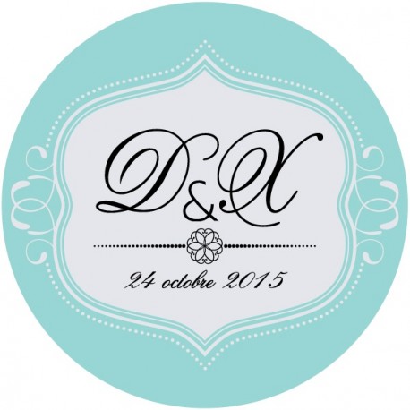Autocollant personnalisé "monogramme bijou"