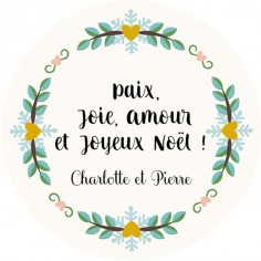 Sticker personnalisé Noël  "couronne de Noël"