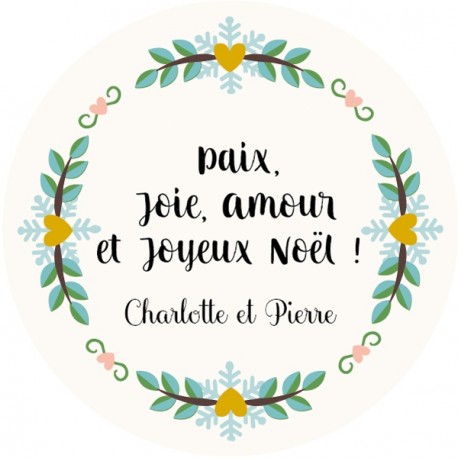 Sticker personnalisé Noël  "couronne de Noël"