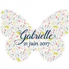 Autocollant baptême "miss butterfly"