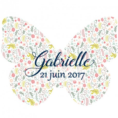Autocollant baptême "miss butterfly"