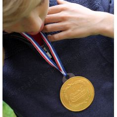 La médaille en chocolat XXL avec ruban