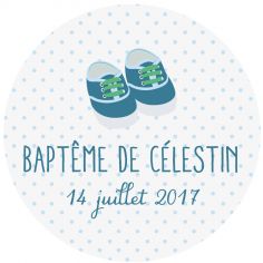 Autocollant baptême personnalisé "les petits souliers"