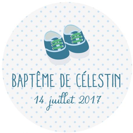 Autocollant baptême personnalisé "les petits souliers"