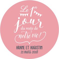 Autocollant personnalisé mariage "Day One"
