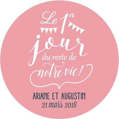 Autocollant personnalisé mariage "Day One"