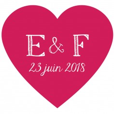 Autocollant personnalisé "monogramme coeur"