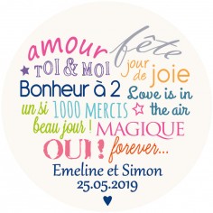 Autocollant personnalisé "mots d'amour"