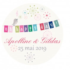 Autocollant personnalisé "a happy day"