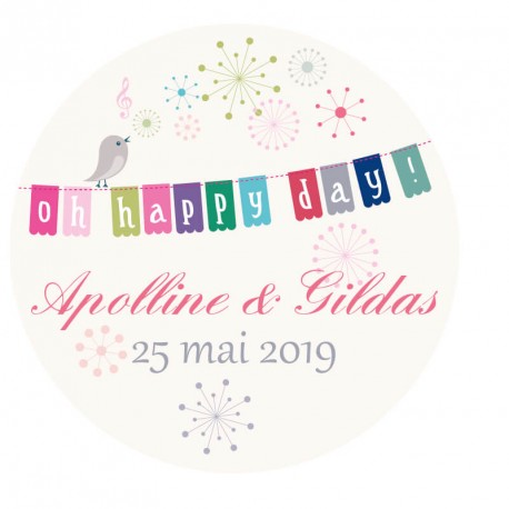 Autocollant personnalisé "a happy day"