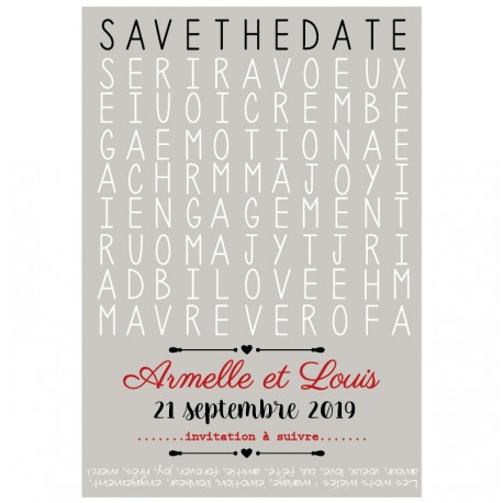 Save the date "mots mélés"