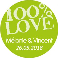 Autocollant personnalisé 100% love