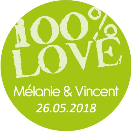 Autocollant personnalisé 100% love