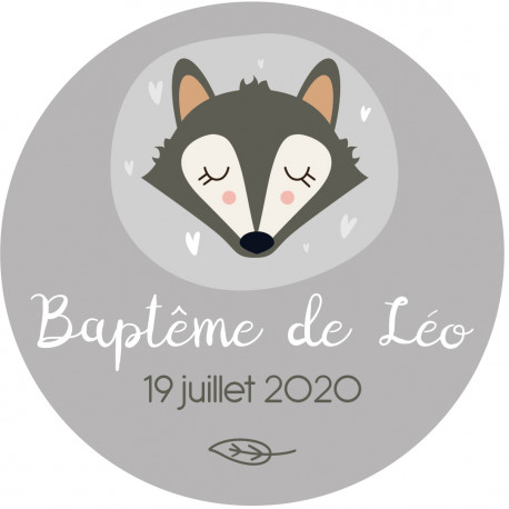 Sticker baptême "p'tit loup"