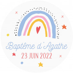 Autocollant baptême "arc en ciel"