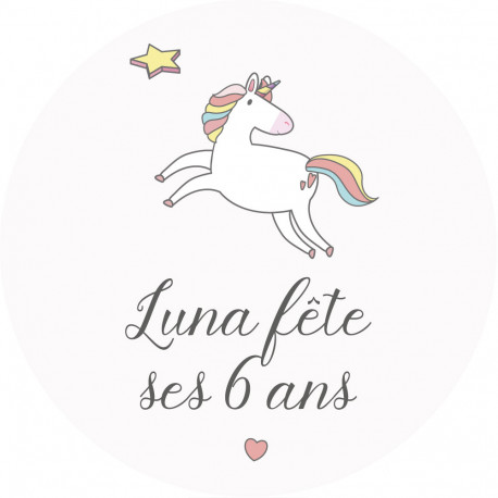 Sticker anniversaire "Licorne magique"