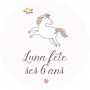 Sticker anniversaire "Licorne magique"