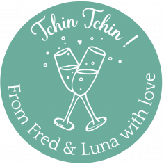 Autocollant mariage personnalisé "tchin tchin"