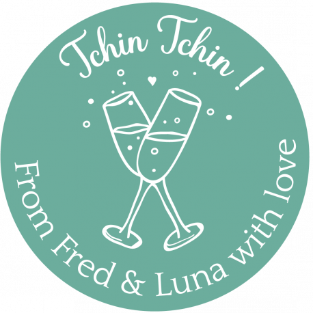 Autocollant mariage personnalisé "tchin tchin"