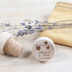 Bouchon de vin en bois personnalisable thème vigne (6 motifs)