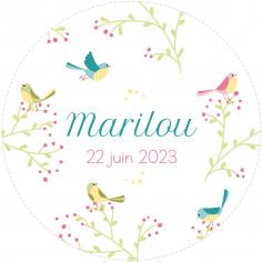 Sticker communion "mon petit pinson"