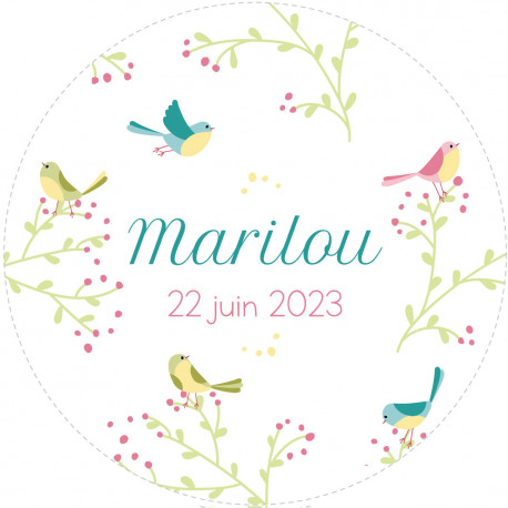 Sticker communion "mon petit pinson"