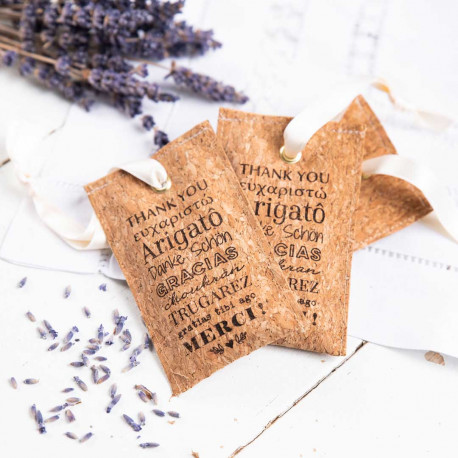 La sachet de lavande en liège "Merci"