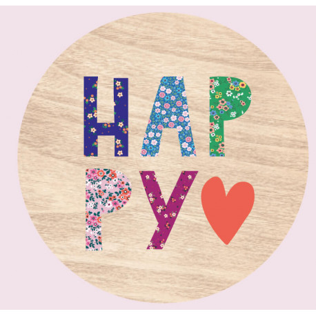 Le magnet bois HAPPY (couleur)