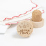 Bouchon de vin réutilisable en bois motif "Joyeux Noël"