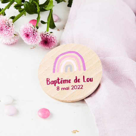 Le magnet personnalisé baptême en bois 