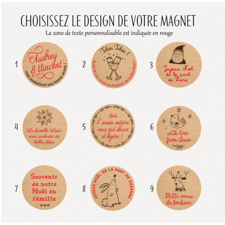 le petit aimant liège Noël et fête (personnalisable)