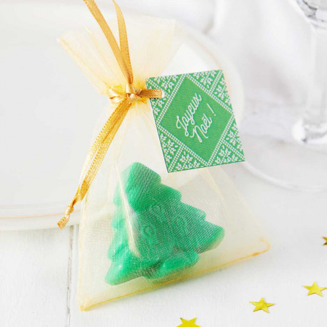 Le savon sapin de noël et son étiquette Noël