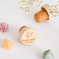 Bouchon bois personnalisé baptême