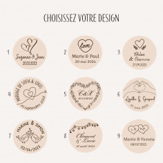Bouchon personnalisé thème coeur (9 motifs)