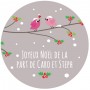 Sticker personnalisé Noël  "birdies in snow"
